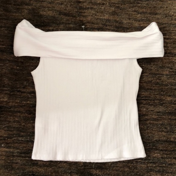 Madewell Ribbed Off The Shoulder Top White NWT M - Picture 3 of 8